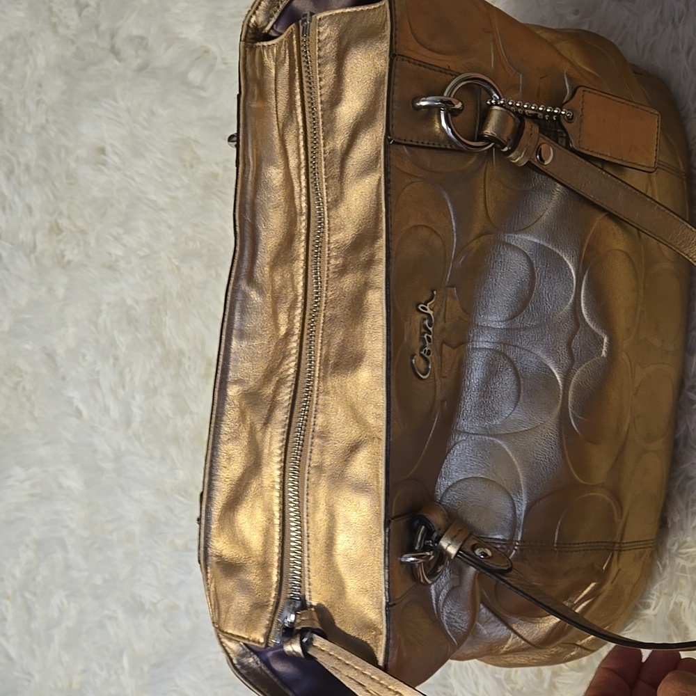 Coach Gold Metallic EmbossedTote East West - Picture 7 of 12